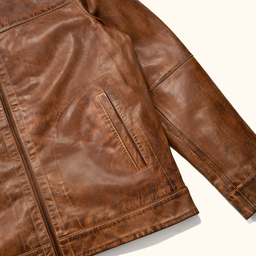 Detail of Leather Pocket - Lined, with Vintage Wash Details